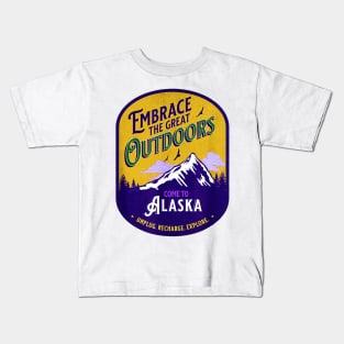 Embrace the Great Outdoors Unplug Recharge Rediscover Alaska Kids T-Shirt